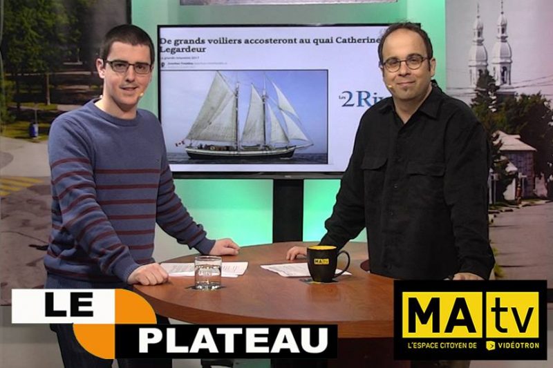 L’émission Le Plateau reçoit plusieurs intervenants, comme le chef de contenu du journal Les 2 Rives, Jean-Philippe Morin. | Tirée de Facebook